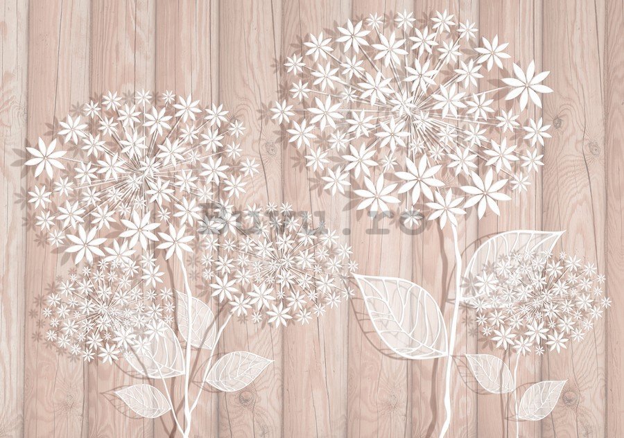 Tablou canvas: Flori pe lemn (1) - 75x100 cm