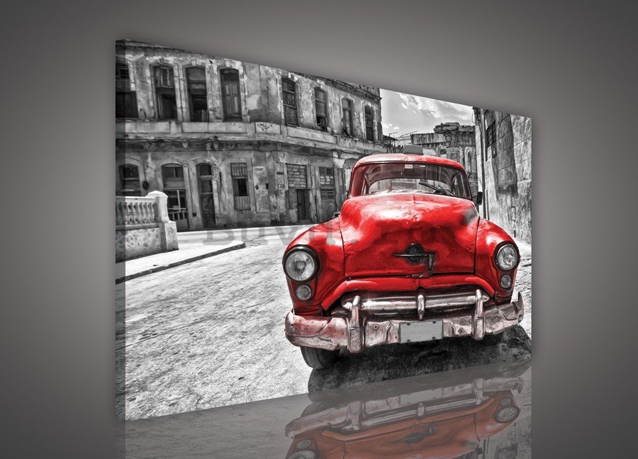 Tablou canvas: Mașină americană de epocă (Roșie) - 75x100 cm