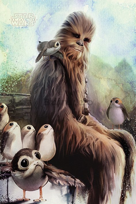 Poster - Star Wars The Last Jedi (Chewbacca & Porgs)