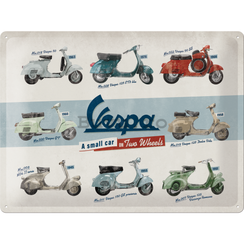 Placă metalică: Vespa (A Small Car on Two Wheels) - 40x30 cm