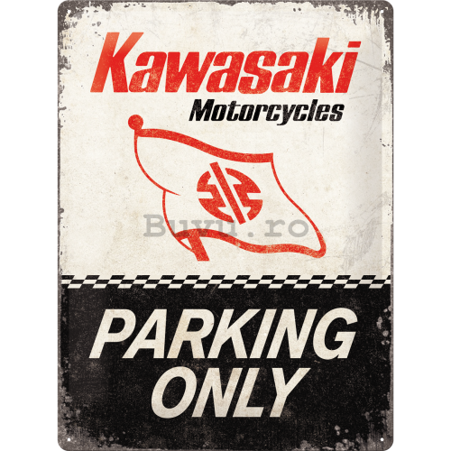 Placă metalică: Kawasaki Parking Only - 40x30 cm