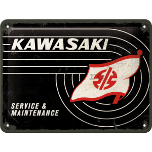 Placă metalică: Kawasaki Service & Maintenance - 15x20 cm
