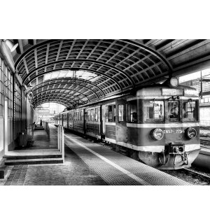 Fototapet vlies: Metrou vechi (alb-negru) - 184x254 cm