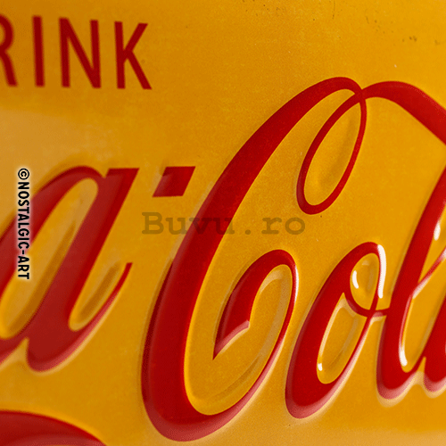 Placă metalică - Coca-Cola (Logo-ul galben)