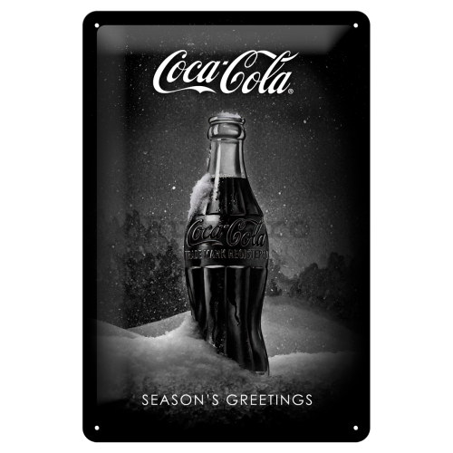 Placă metalică: Coca-Cola Black Special Edition (Season's Greetings) - 30x20 cm