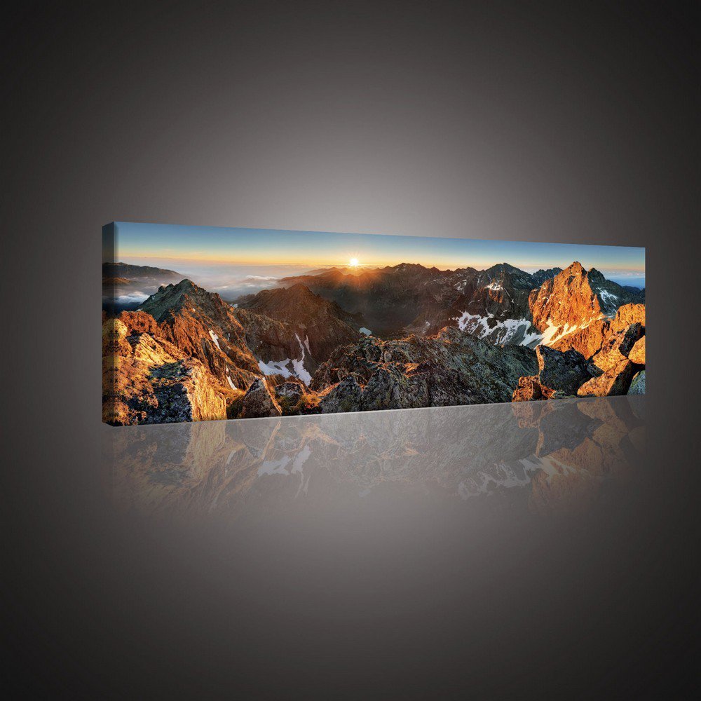 Tablou canvas: Apus de soare în munți - 145x45 cm
