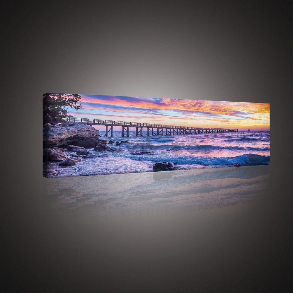 Tablou canvas: Apus de soare la mare - 145x45 cm