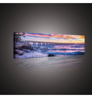 Tablou canvas: Apus de soare la mare - 145x45 cm