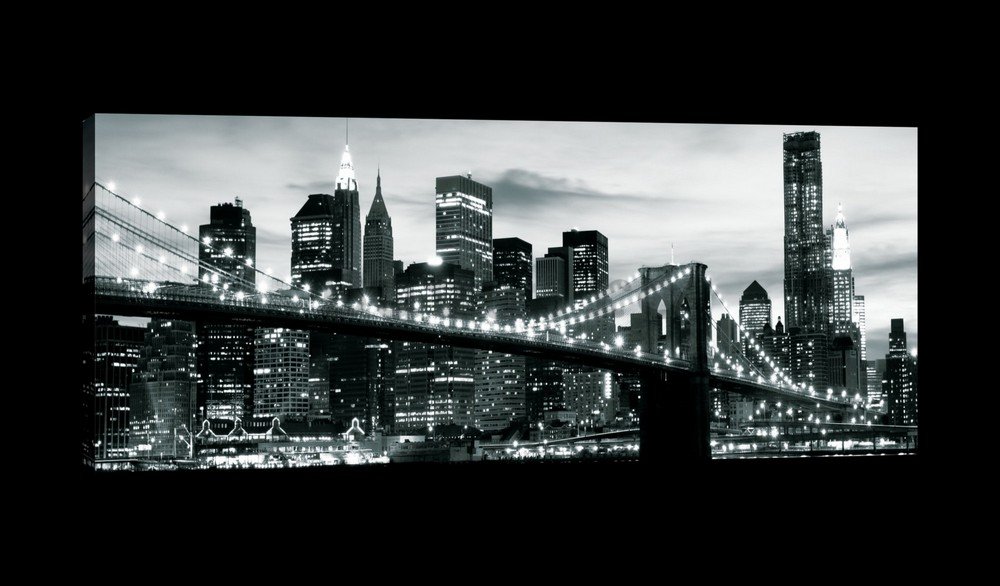 Tablou canvas: Brooklyn Bridge alb-negru (4) - 145x45 cm