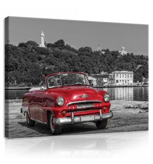 Tablou canvas: Cuba, Mașină de epocă roșie - 75x100 cm