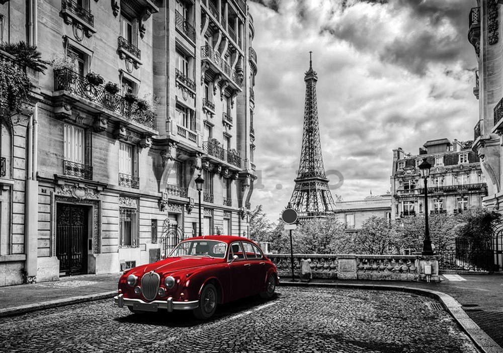 Fototapet vlies: Turnul lui Eiffel și mașina de epocă - 184x254 cm