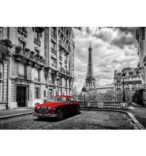 Fototapet vlies: Turnul lui Eiffel și mașina de epocă - 254x368 cm
