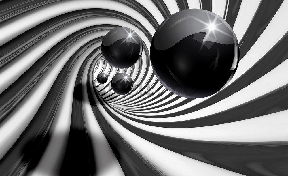 Fototapet: Biluțe negre și spirală - 104x152,5 cm