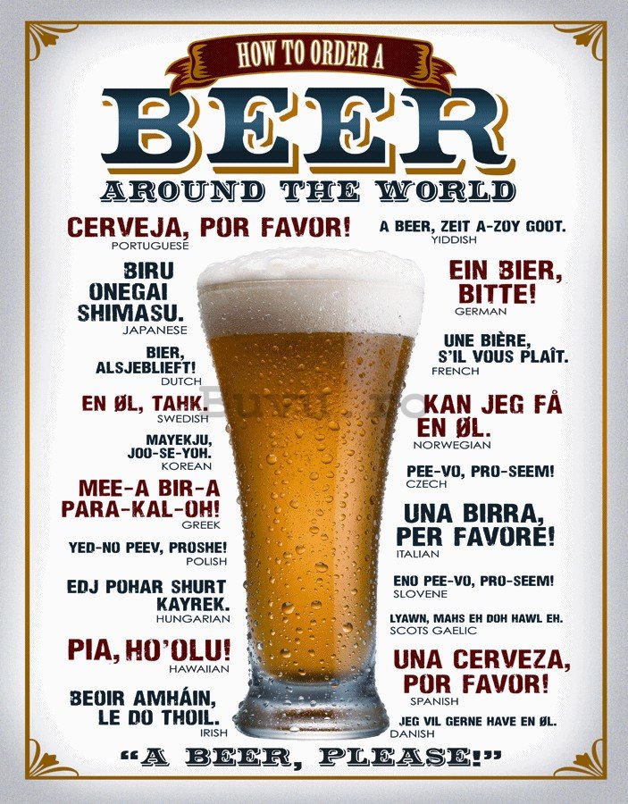 Placă metalică - Beer (around the world)