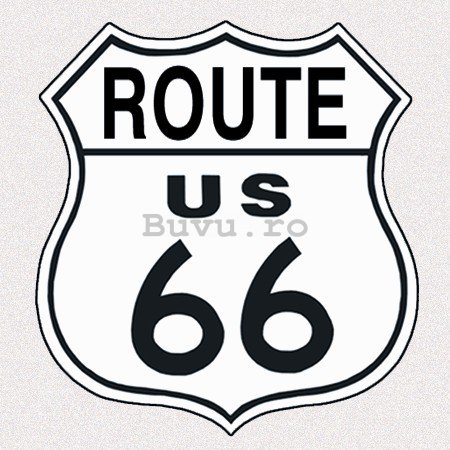 Placă metalică - Route 66 (Caracterul alb)