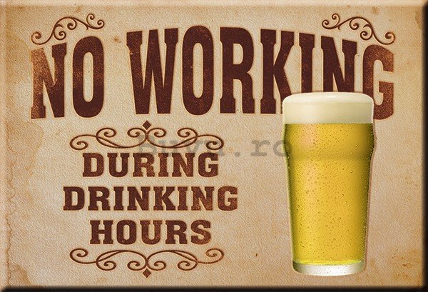 Placă metalică - No Working (During Drinking Hours)