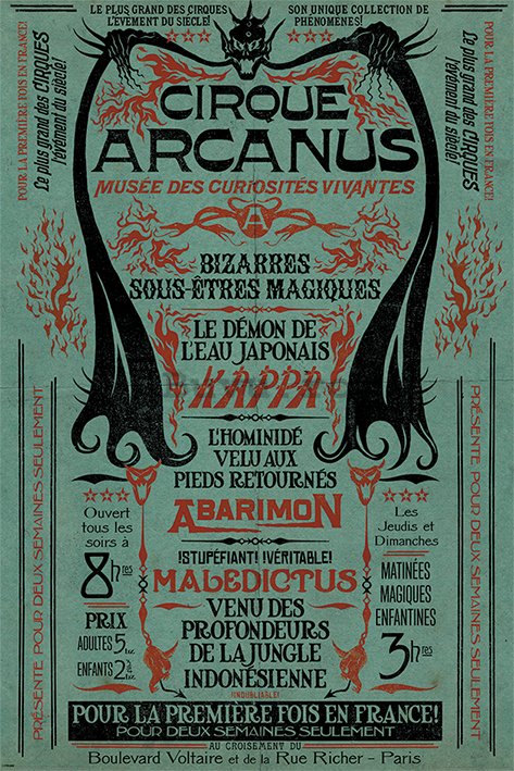 Poster - Animale Fantastice Crimele lui Grindelwald (Le Cirque Arcanus)