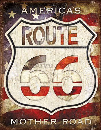 Placă metalică - Route 66 (America's Mother Road)