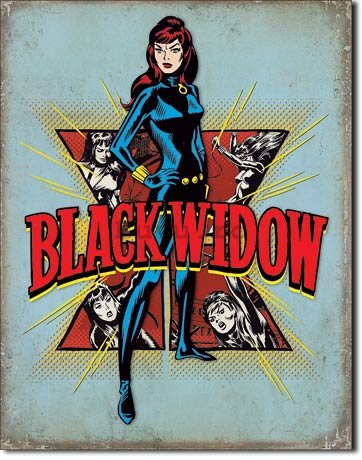 Placă metalică - Black Widow (Retro)