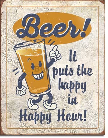 Placă metalică - Beer! Happy Hour!