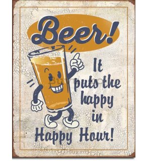 Placă metalică - Beer! Happy Hour!