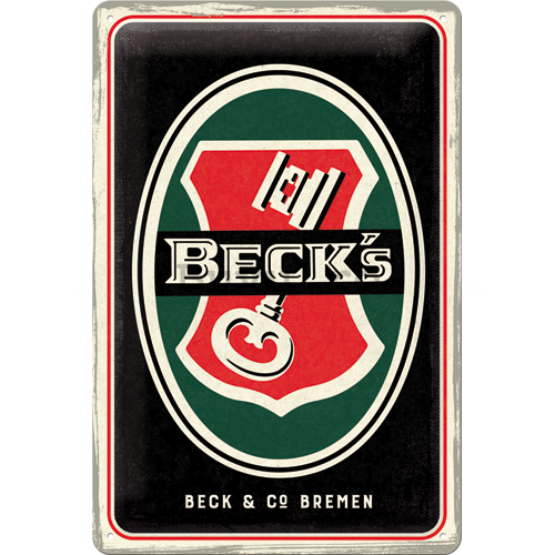 Placă metalică: Beck's (Key Logo) - 30x20 cm