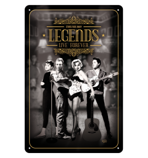 Placă metalică: Legends Live Forever - 30x20 cm