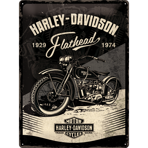 Placă metalică: Harley-Davidson (Flathead Black) - 40x30 cm