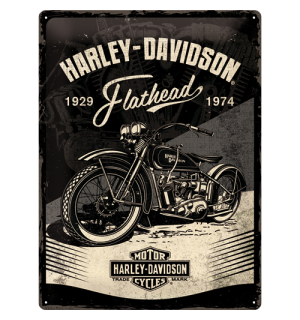 Placă metalică: Harley-Davidson (Flathead Black) - 40x30 cm