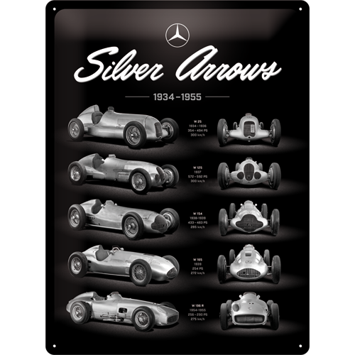 Placă metalică: Mercedes-Benz (Silver Arrows Chart) - 40x30 cm