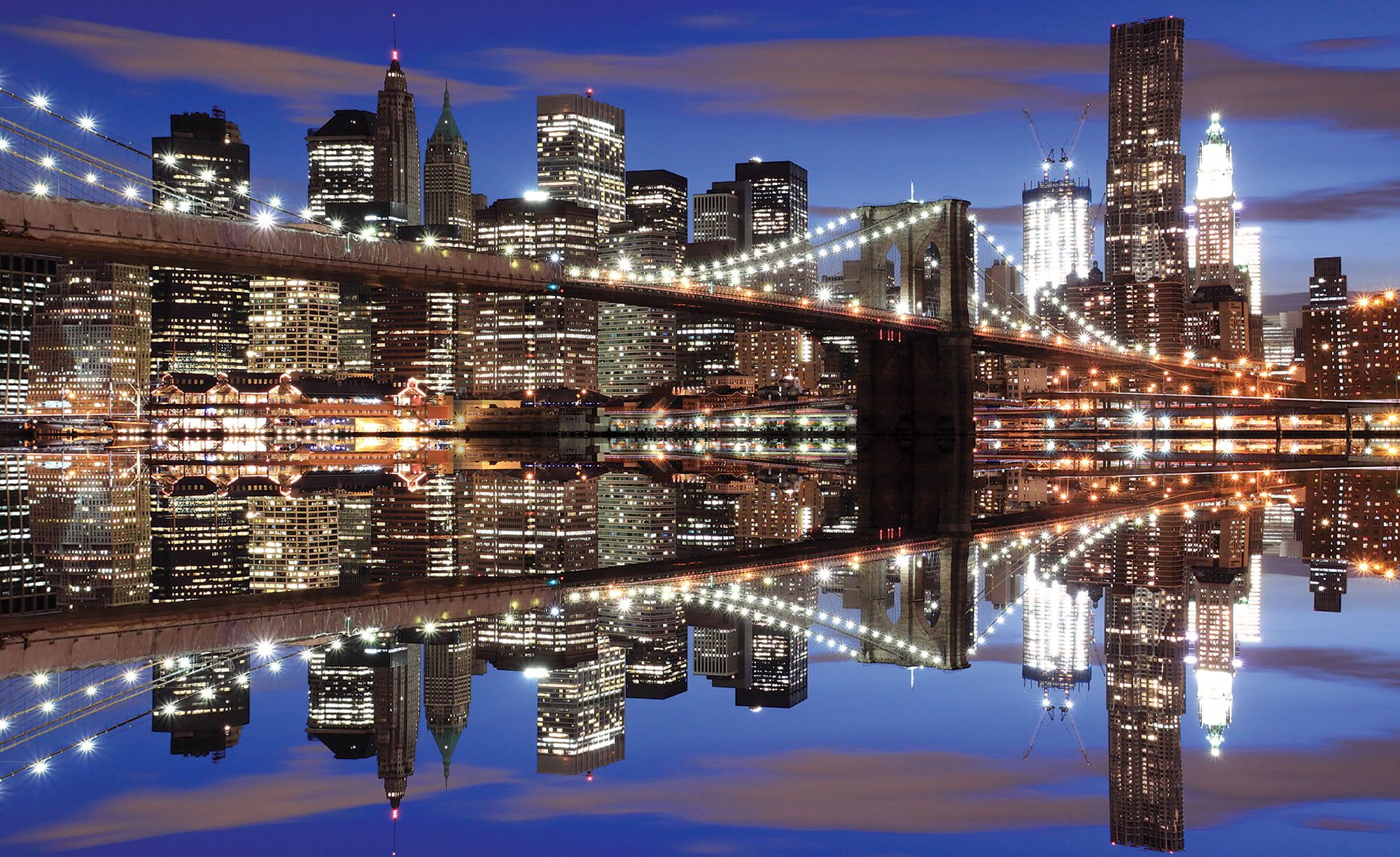 Fototapet vlies: Brooklyn Bridge nocturn (2) - 184x254 cm