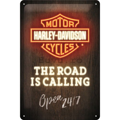 Placă metalică: Harley-Davidson (The Road is Calling) - 30x20 cm