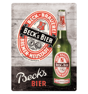 Placă metalică: Beck's (Green Bottle Wood) - 40x30 cm