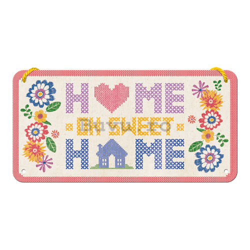 Placa metalica cu snur: Home Sweet Home - 10x20 cm