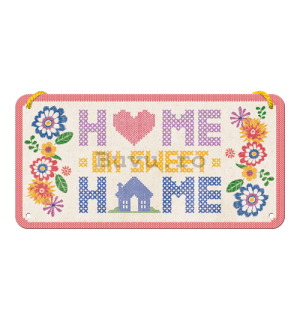 Placa metalica cu snur: Home Sweet Home - 10x20 cm