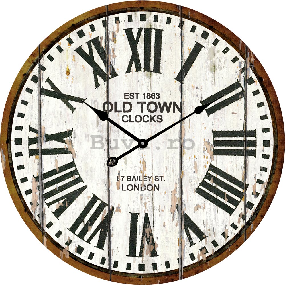 Ceas de perete fabricat din sticlă - Old Town Clocks (albe)