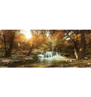 Tablou canvas: Cascade în pădure (1) - 145x45 cm