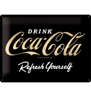 Placă metalică: Coca-Cola Refresh Yourself (Special Black Edition) - 30x40 cm