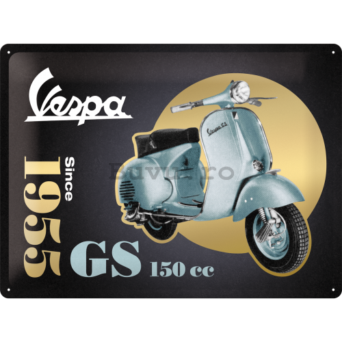 Placă metalică: Vespa GS 150 Since 1955 (Special Black Edition) - 30x40 cm