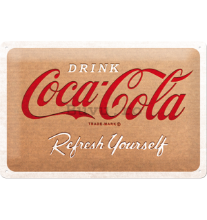 Placă metalică: Coca-Cola Cardboard Logo - 20x30 cm