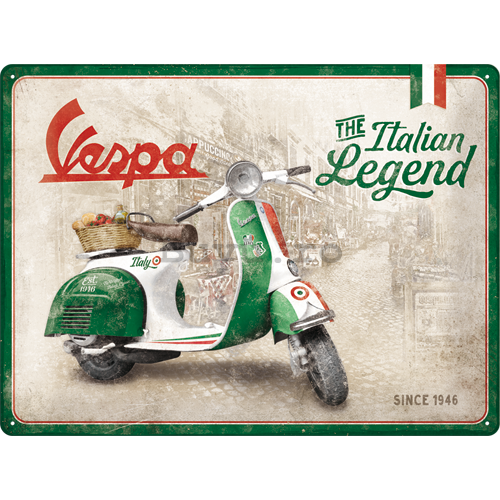 Placă metalică: Vespa (The Italian Legend) - 30x40 cm