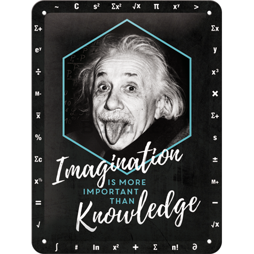 Placă metalică: Einstein (Imagination & Knowledge) - 20x15 cm