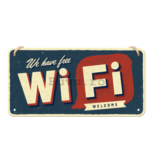 Placa metalica cu snur: Free Wi-Fi - 10x20 cm