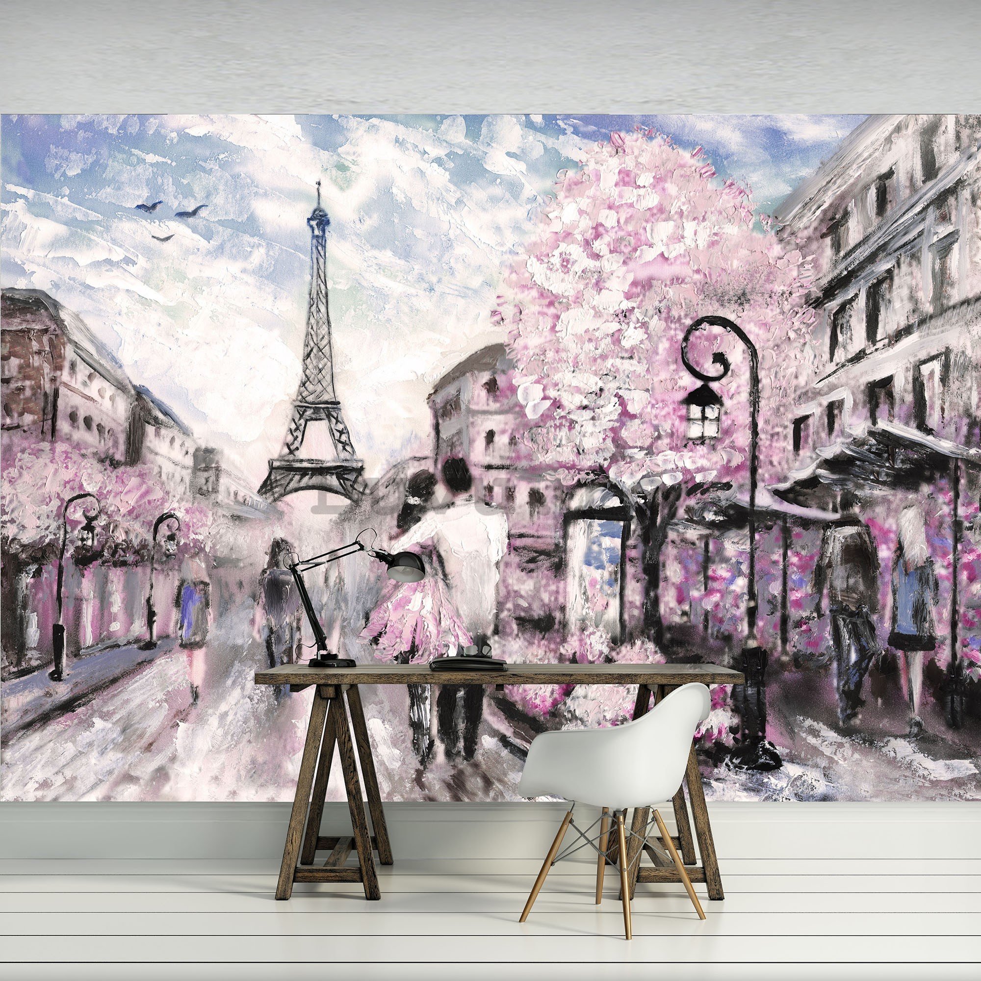Fototapet vlies: Paris (pictat) - 416x254 cm