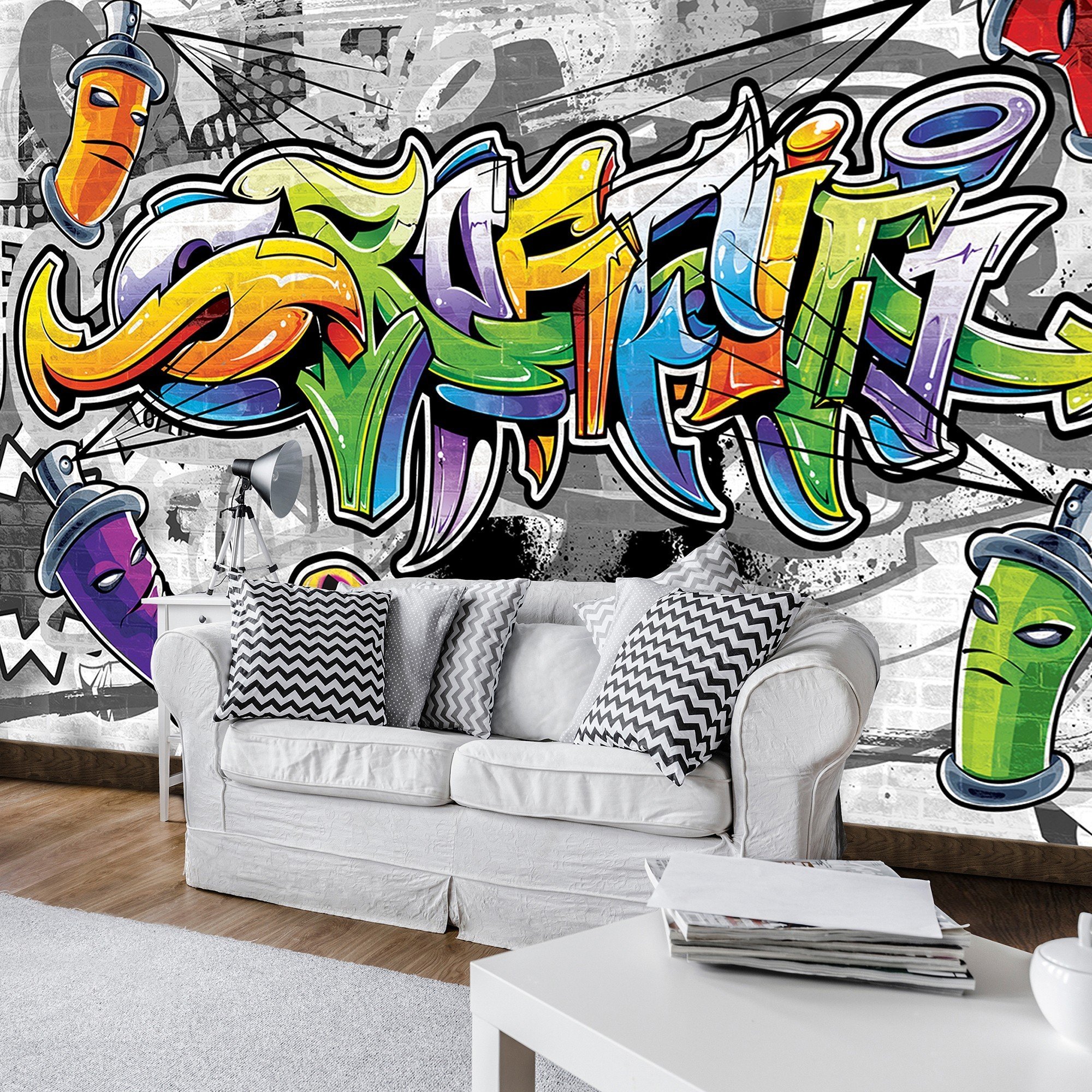 Fototapet vlies: Grafitti color - 416x254 cm