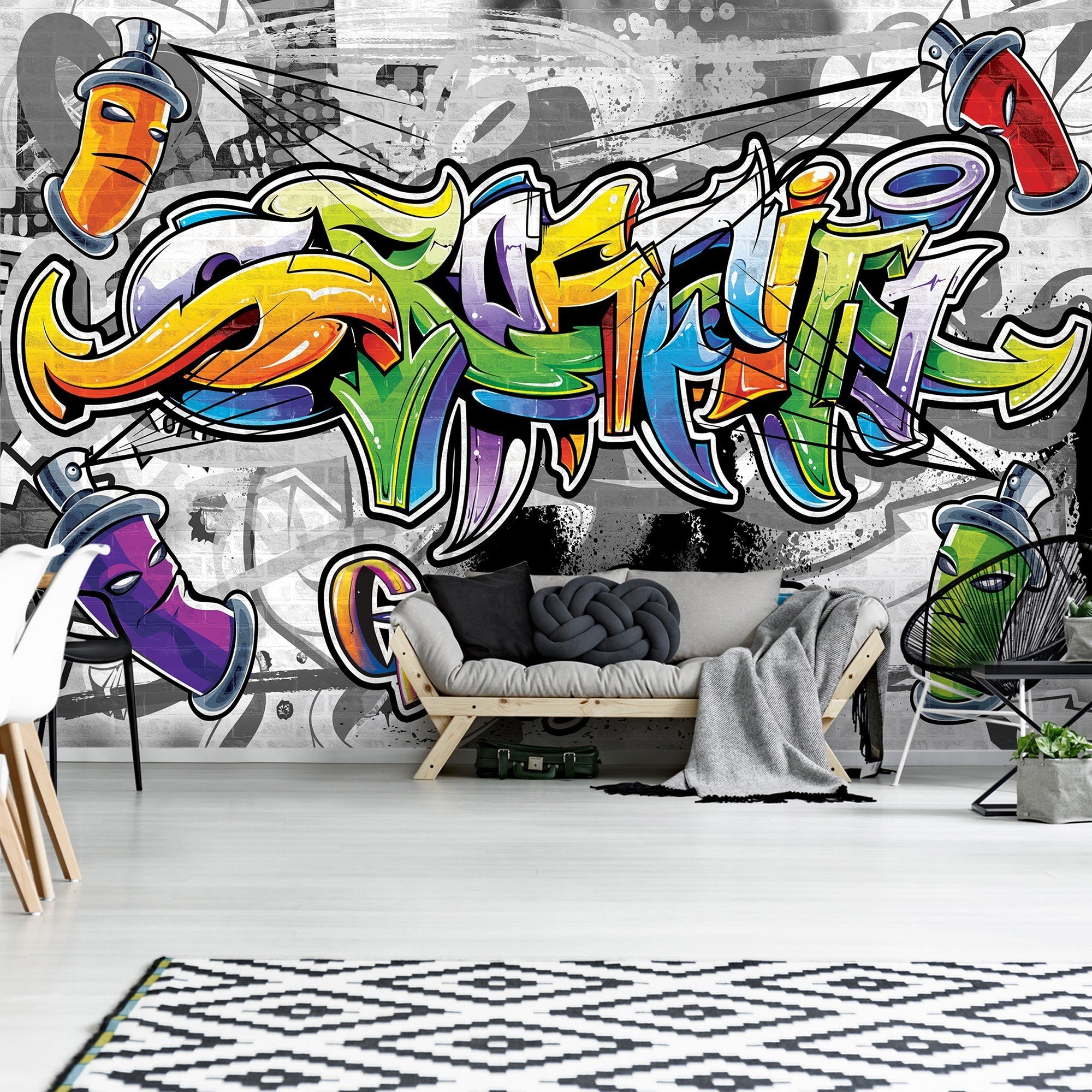 Fototapet vlies: Grafitti color - 416x254 cm