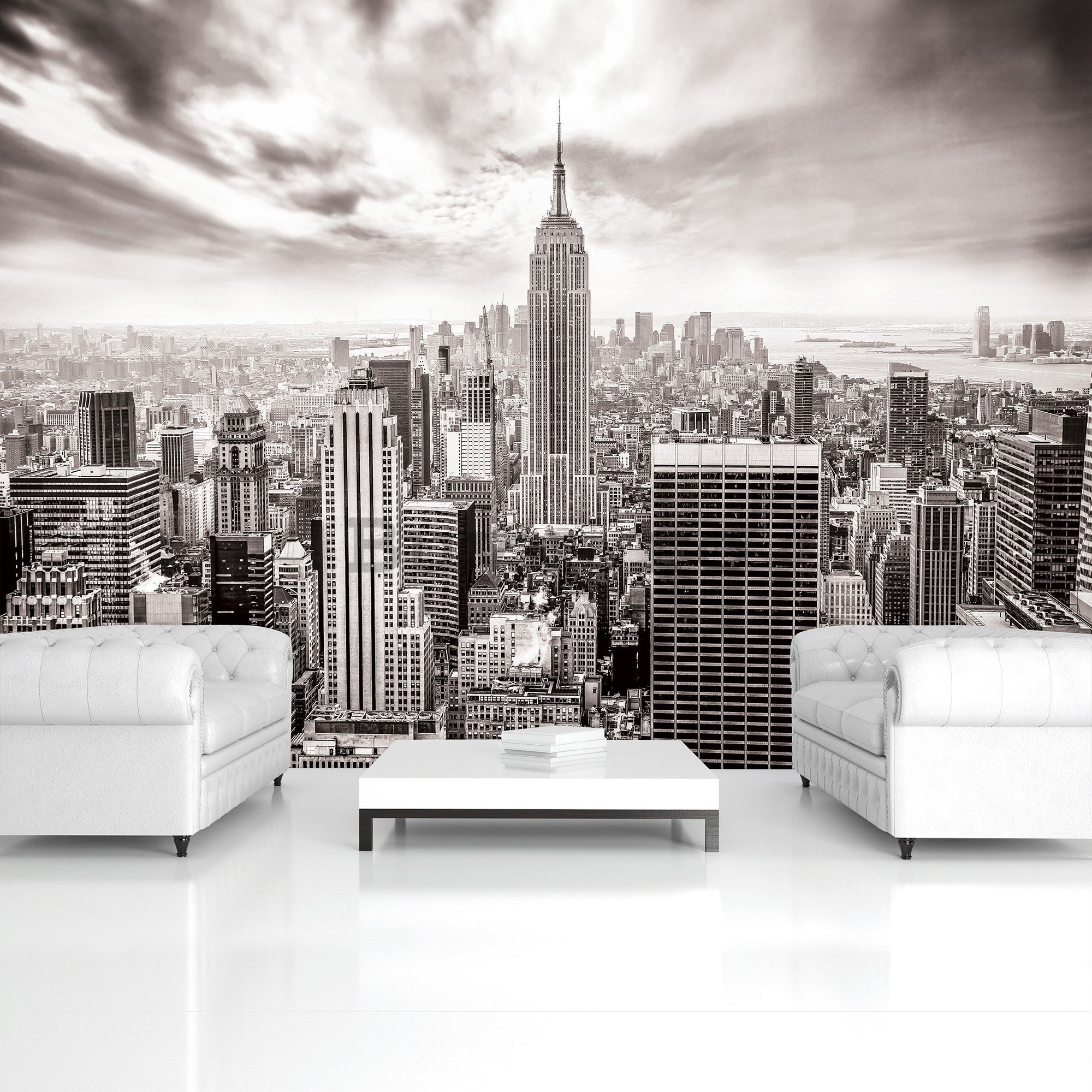 Fototapet vlies: Vedere New York (alb-negru) - 416x254 cm