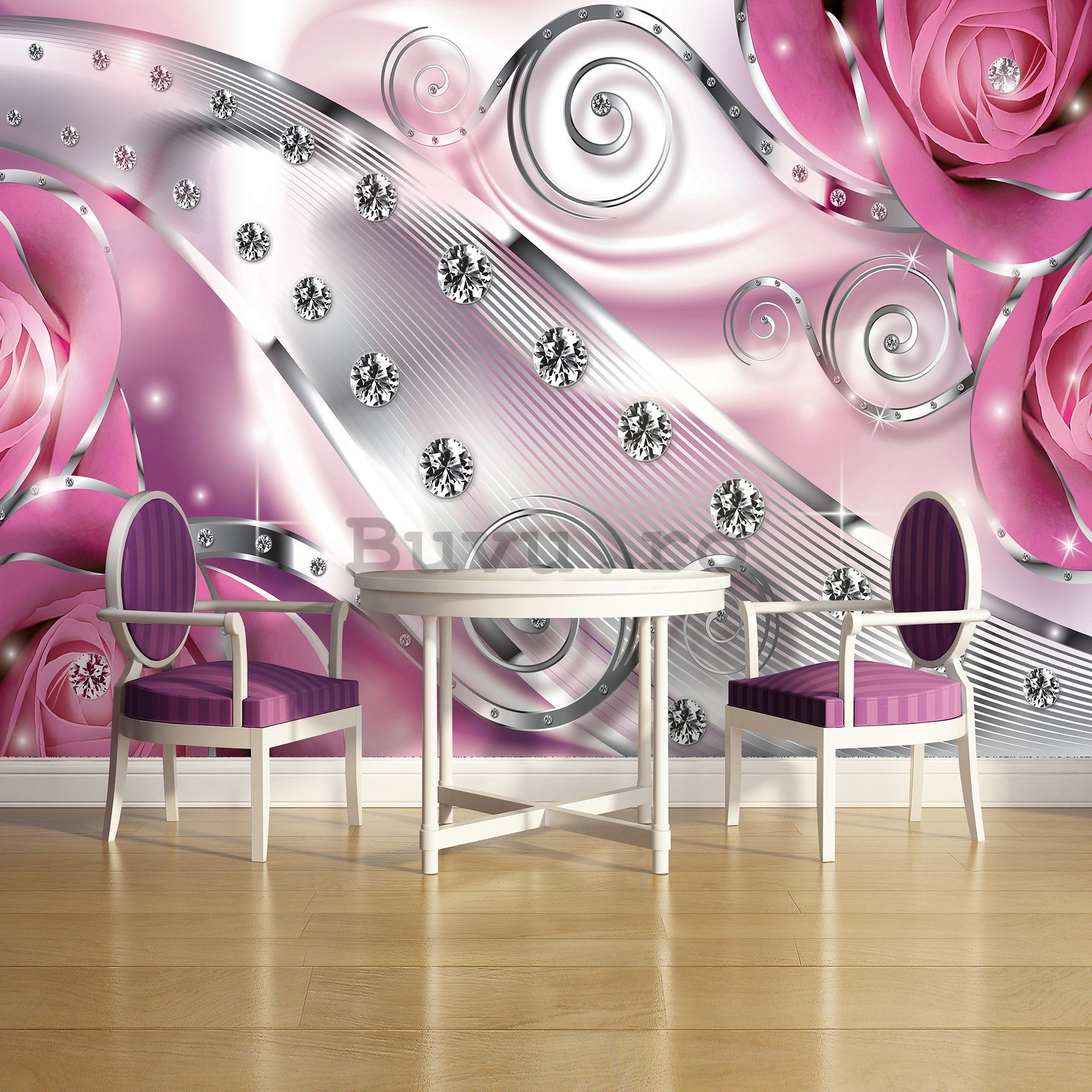 Fototapet vlies: Abstracție de lux (roz) - 416x254 cm