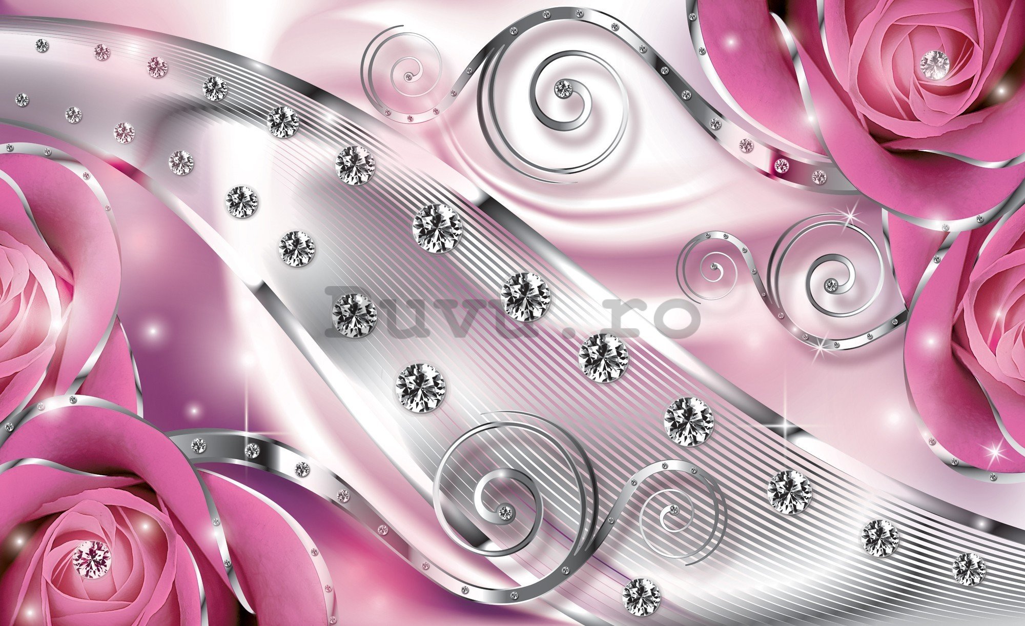 Fototapet vlies: Abstracție de lux (roz) - 416x254 cm