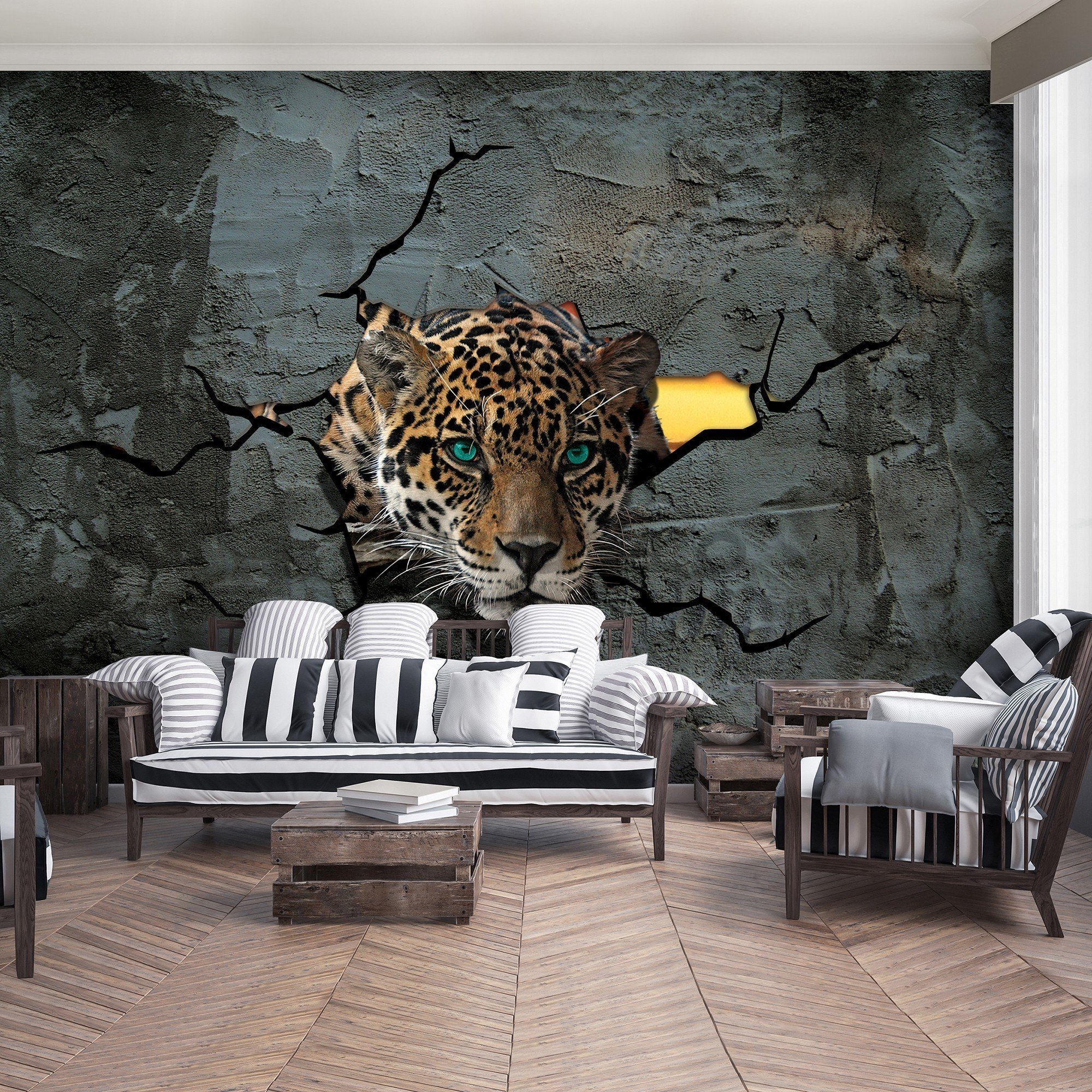 Fototapet vlies: Gepard în zid - 416x254 cm